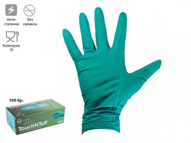 Ръкавици от нитрил за еднократно ползване Ansell TouchNTuff 92-600, М, 100 бр.