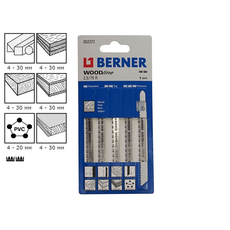Нож за зеге за дърво Berner WoodLine 2.5/75 R - 2372