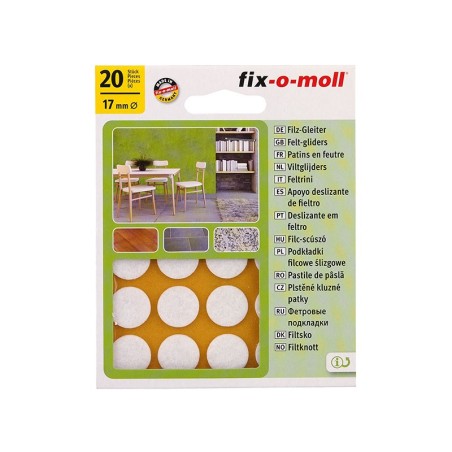 Самозалепващи плъзгачи за крака на мебели Fix-o-moll - 17 мм, 20 бр., Бели