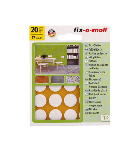 Self-adhesive Felt-gliders Fix-o-moll - 17 mm, 20 pc., White