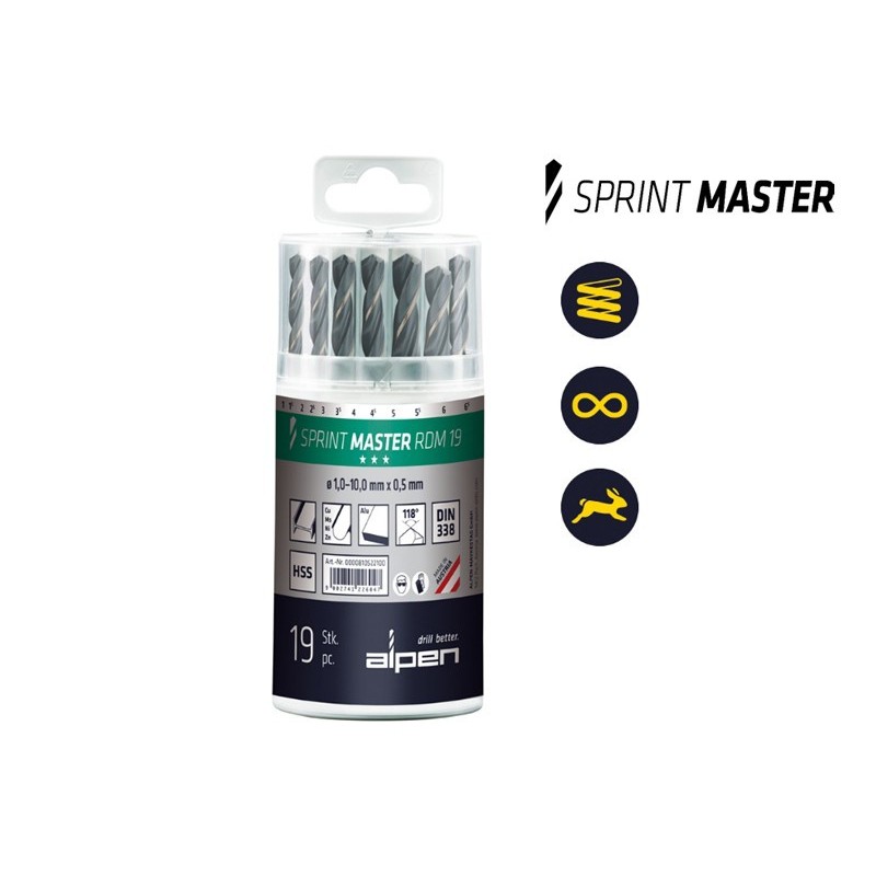 Комплект свредла (бургии) за метал Alpen Sprint Master RDM 19