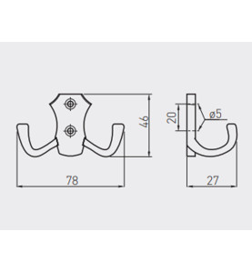 GTV Furniture Hook WZ-B0-K24-20 - Black matt