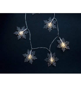 Коледни 10 LED снежинки - топла светлина 1м