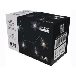 Коледни 10 LED снежинки - топла светлина 1м