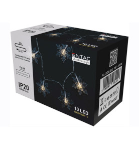 Коледни 10 LED снежинки - топла светлина 1м