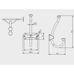 GTV Furniture Hook CRAFT - Antique brass