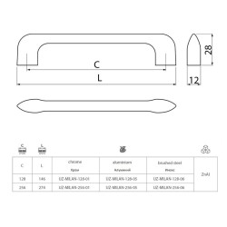 GTV Furniture Handle Milano - 128 mm, Inox