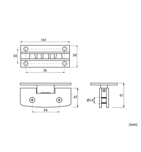 KS-90A Glass Hinge - scheme