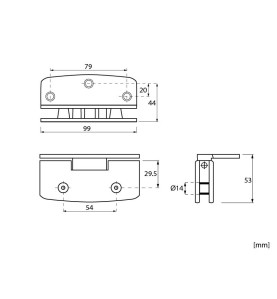 KS-90B Glass Hinge - scheme