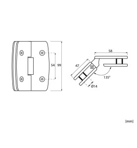 KS-135 Glass Hinges - scheme