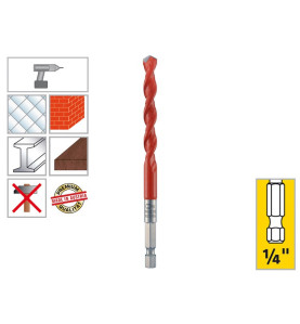 Alpen Profi Multicut Universal Drill Bit - 1/4" Hexagonal Shank, 8 mm