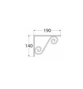 WOZ Ornamental Shelf Support Bracket - 190 x 140 mm, Scheme