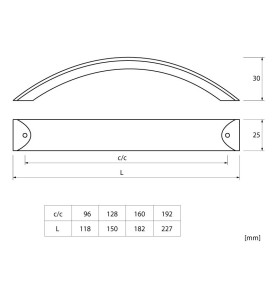 MD-003 Aluminium Furniture Handles - scheme