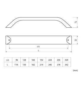 MD-337 Aluminium Furniture Handle - scheme