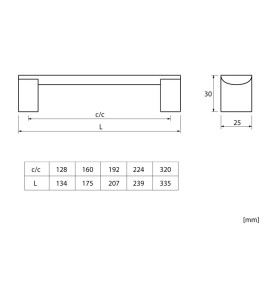 MD-337B Aluminium Furniture Handle - scheme