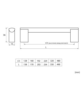 MD-845 Aluminium Furniture Handle - scheme