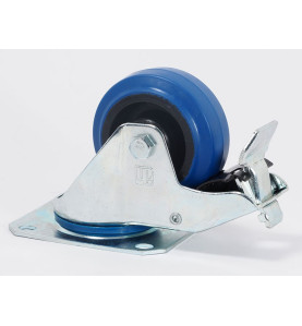 372091 Ball-bearing Swivel Castor With Plate And Brake - 80 mm