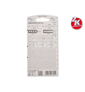Комплект универсални дюбели с винт Fischer DUOPOWER S K - 5 x 25 мм