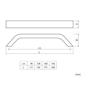 MD-012 Aluminium Furniture Handle - scheme