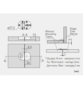 GTV Drop Flap Hinge - Scheme
