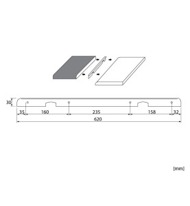 Aluminium corner connecting profile for 28 mm kitchen countertops - Scheme