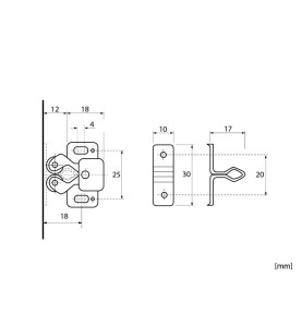SHN-GXM23 Bronze Double Roller Catch - scheme