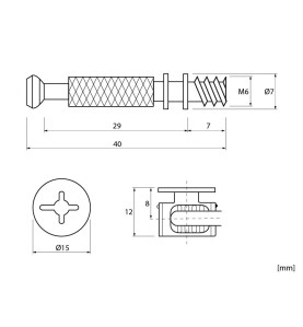 Минификс с болт, ексцентрик и винтова гайка SEM-MF-1003LM - схема