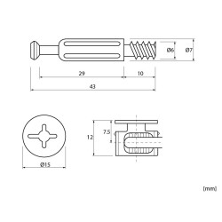 KAMA CF1002B Plastic Minifix Connecting Bolt With Cam