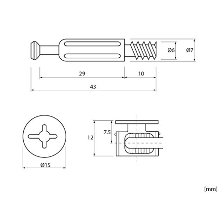 Минификс за директен монтаж с ексцентрик KAMA CF1002B