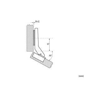 Furniture Hinge - 30 Degrees, sceme