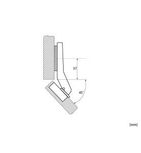 Furniture Hinge - 45 Degrees, scheme