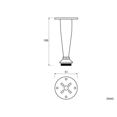 003 Adjustable Furniture Leg - 100 mm, Matt Nickel