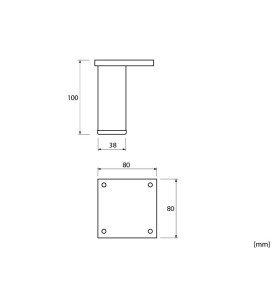 KR-727 Furniture Leg - 100 mm, scheme