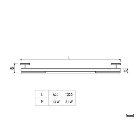 GTV Luminous Wardrobe Rail - 1220 mm