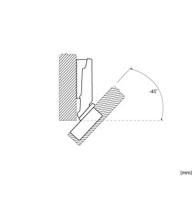 Furniture Hinge - Minus 45 Degrees, scheme