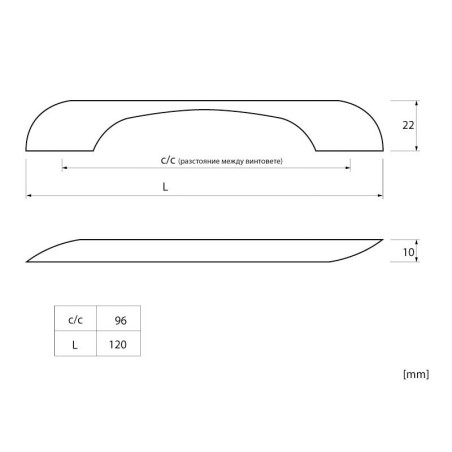 KAMA 1105 Retro Furniture Handle - 96 mm, Antique Copper