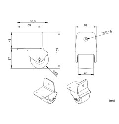 Двупосочно колело за куфари и кутии (кейсове) Adam Hall 3780 - ф50 мм