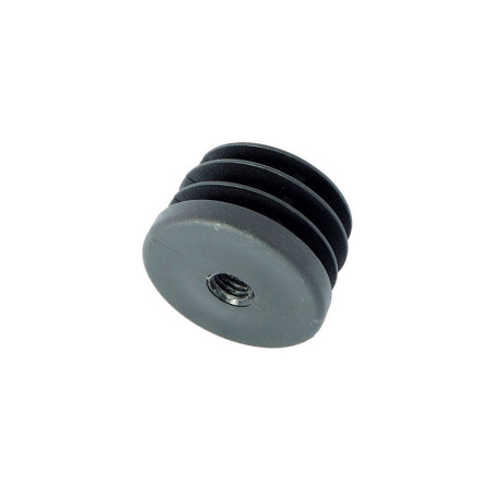 Round Tube End Cap - 40 mm, With Metric Thread M10, Black