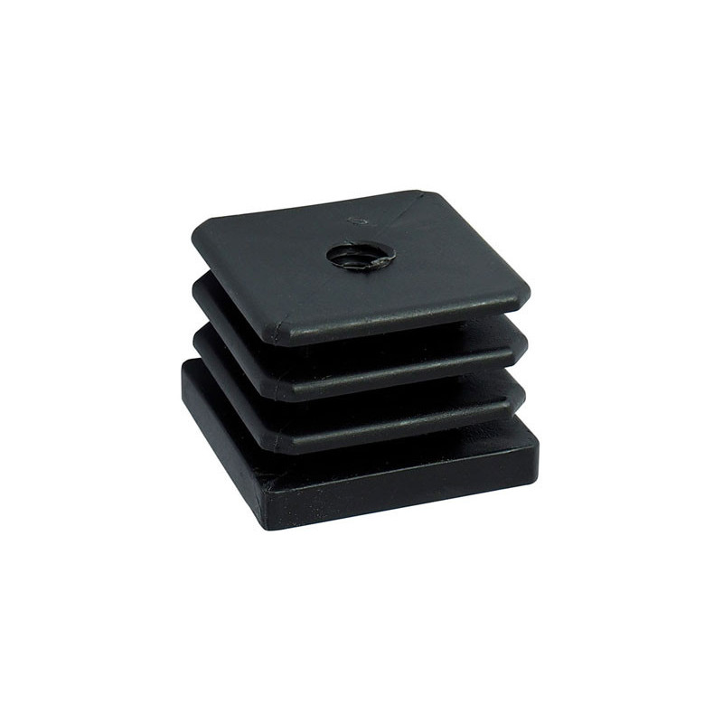 Square Tube End Cap - 40 x 40 mm, With Metric Thread M10, Black