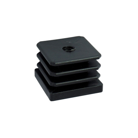 Square Tube End Cap - 40 x 40 mm, With Metric Thread M10, Black