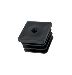 Square Tube End Cap - 40 x 40 mm, With Metric Thread M10, Black