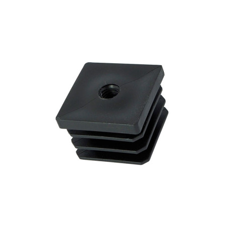Square Tube End Cap - 40 x 40 mm, With Metric Thread M10, Black