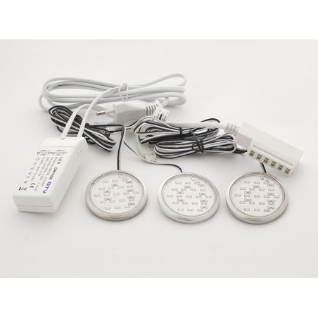 GTV Set Of 3 LED Spotlights And Transformer - Matt Chrome