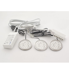GTV Set Of 3 LED Spotlights And Transformer - Matt Chrome