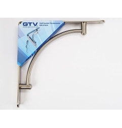 Ъглова конзола за дървени рафтове GTV - 220 x 220 мм, Инокс