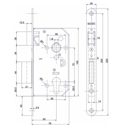 Секретна брава Mauer Assa Abloy 70 x 50мм, Хром - БДС