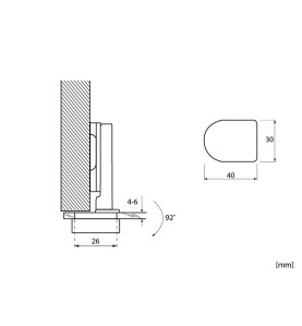 Glass Door Hinges 1 - full overlay, scheme
