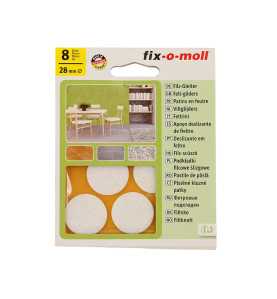 Самозалепващи плъзгачи за крака на мебели Fix-o-moll - 28 мм, 8 бр., Бели