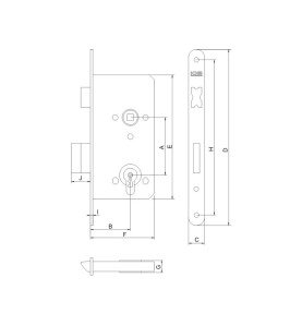 Assa Abloy 90 x 50 mm Lock For Interior Doors - Cylinder