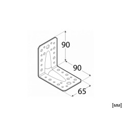 DMX KP 1 Wide Strengthened Angle Bracket - 90 x 90 x 65 mm